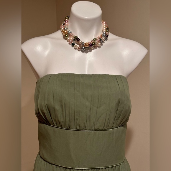Ann Taylor NWT Maas Green Midi Strapless Dress Sz 16 iZipper And Closure on Side - Picture 2 of 16